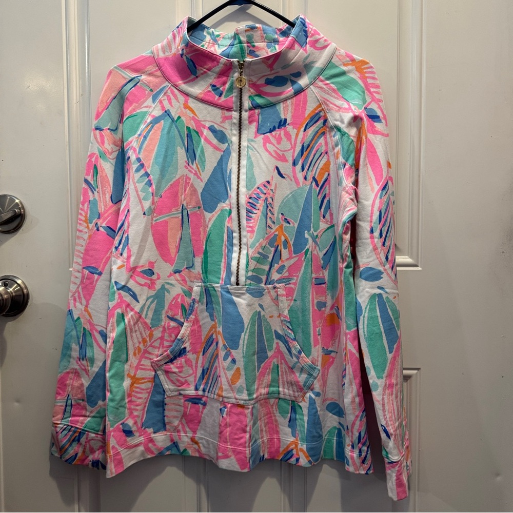 Lilly Pulitzer Skipper Popover Long Sleeve Quarter Zip Pullover Jacket Sweater